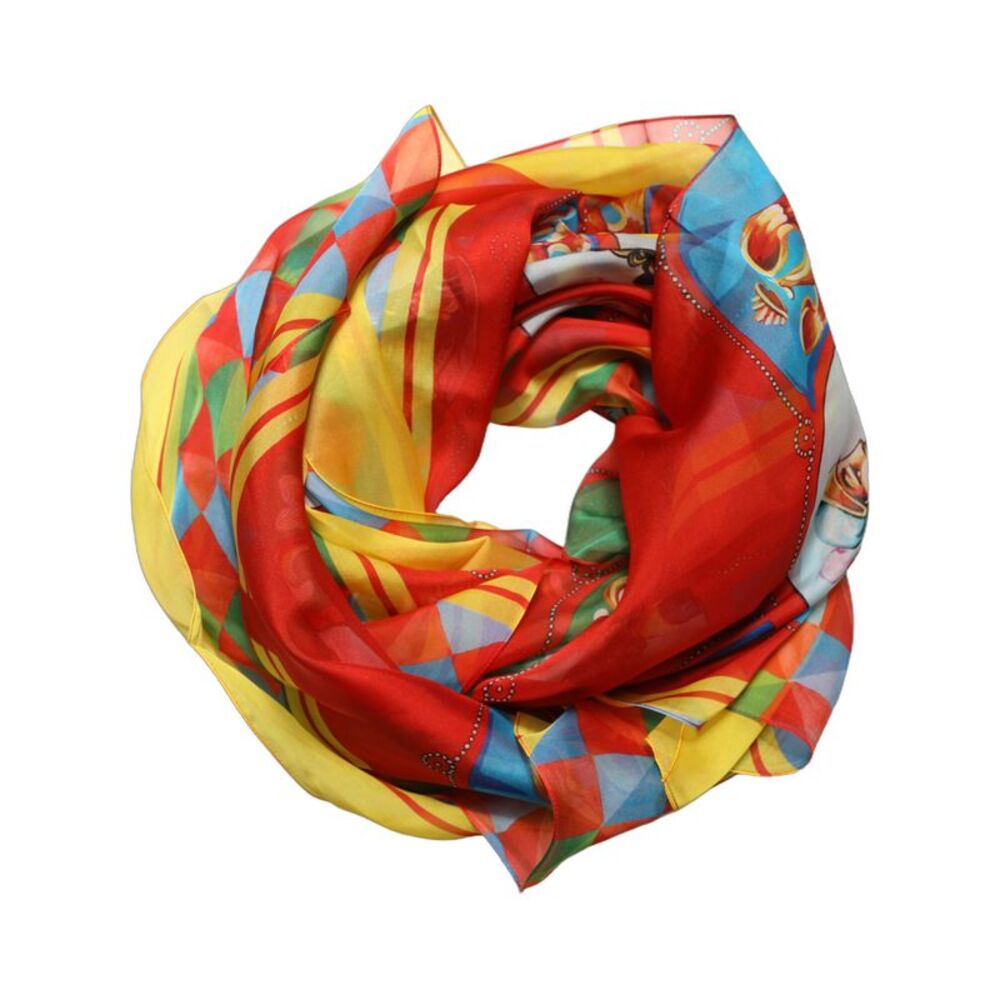 Dolce & Gabbana Multicolor Silk Carretto Print Foulard Women's Scarf